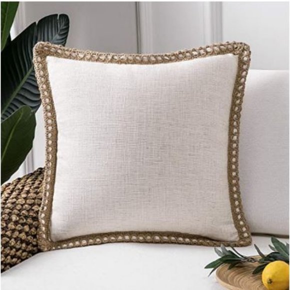 Other - Decorative Linen Burlap Throw Pillow COVER 22 X 22
